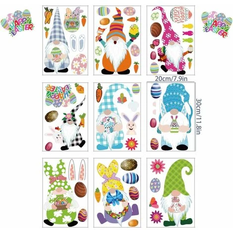 LITZEE Adesivo Da Parete Nuovi Adesivi Per Finestre Di Pasqua, Decorazioni Per Uova Di Coniglio Gnomo Adesivo Per Vetro Da Parete, Ornamenti Per Feste In PVC Durevoli Set Di Adesivi Per Vetro Per Fine 6 LITZEE Adesivo Da Parete Nuovi Adesivi Per Finestre Di Pasqua, Decorazioni Per Uova Di Coniglio Gnomo Adesivo Per Vetro Da Parete, Ornamenti Per Feste In PVC Durevoli Set Di Adesivi Per Vetro Per Fine - immagine 4