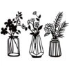 3 Pezzi Di Metallo Fiori Decorazione Della Parete Di Arte Del Muro In Metallo Nero Floreale Scultura In Metallo Per Patio Balcone Soggiorno Sala Da Pranzo Cucina Decorazioni -Armonia Decor 96497929 1
