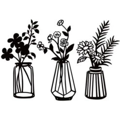 3 Pezzi Di Metallo Fiori Decorazione Della Parete Di Arte Del Muro In Metallo Nero Floreale Scultura In Metallo Per Patio Balcone Soggiorno Sala Da Pranzo Cucina Decorazioni