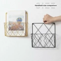 Portariviste Sospeso Portariviste In Metallo, Portariviste Portariviste Portariviste A Parete Con 2 Ganci Per Riviste, Libri E Documenti D'Ufficio (Nero) -Armonia Decor 97072732 4