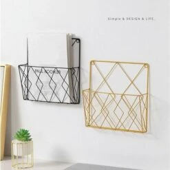 Portariviste Sospeso Portariviste In Metallo, Portariviste Portariviste Portariviste A Parete Con 2 Ganci Per Riviste, Libri E Documenti D'Ufficio (Nero) -Armonia Decor 97072732 5