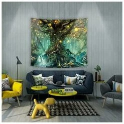 Arazzo Da Appendere Alla Parete Floreale Europeo 3D Creativo Realistico Foresta 3D Arazzo Decorazioni Per La Casa Albero Stampa Wall Art Tapestry -Armonia Decor 97075507 4