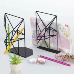 Set Di 2 Fermalibri In Ferro Per Ufficio, Biblioteca O Casa, Nero -Armonia Decor 97077285 3