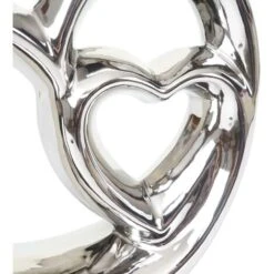 Nova Decorazione Soprammobile Cuori Intrecciati In Ceramica Colore Argento -Armonia Decor 97078810 3