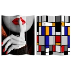Paravento Separe 4 Pannelli Stampa Fronte Retro Divisorio Fashion Mondrian -Armonia Decor 97144791 4