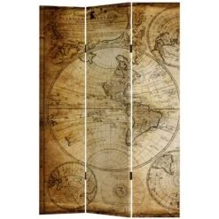 Paravento Separe 3 Pannelli Con Stampa Fronte Retro Mappamondo Antico Divisorio 7 Paravento Separe 3 Pannelli Con Stampa Fronte Retro Mappamondo Antico Divisorio -Armonia Decor 97171046 2
