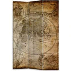 Paravento Separe 3 Pannelli Con Stampa Fronte Retro Mappamondo Antico Divisorio 8 Paravento Separe 3 Pannelli Con Stampa Fronte Retro Mappamondo Antico Divisorio -Armonia Decor 97171046 3