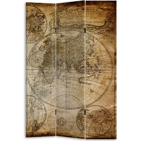 Paravento Separe 3 Pannelli Con Stampa Fronte Retro Mappamondo Antico Divisorio 5 Paravento Separe 3 Pannelli Con Stampa Fronte Retro Mappamondo Antico Divisorio - immagine 3