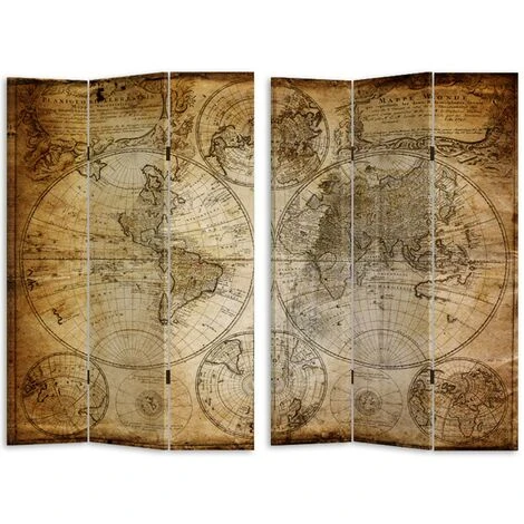 Paravento Separe 3 Pannelli Con Stampa Fronte Retro Mappamondo Antico Divisorio 6 Paravento Separe 3 Pannelli Con Stampa Fronte Retro Mappamondo Antico Divisorio - immagine 4
