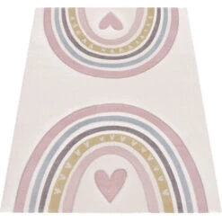 Paco Home Tappeto Bambini Cameretta Arcobaleno Polkadot Cuore 3D 80x150 Cm, Pink -Armonia Decor 97252907 5