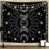 Arazzo Sun Moon Parete Del Sole Con Stelle Spazio Bianco E Nero Arazzo Psichedelico Da Parete Per Camera Da Letto, Soggiorno, Decorazione Della Parete Del Dormitorio Per La Casa (51,2 "L X 59,1" W/