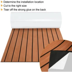 Randaco Tappetino Per Ponte In EVA Tappetino Per Barca In Schiuma Tappetino Per Ponte In Teak Finta Barca 1X Strisce 2400x600x5mm Marrone -Armonia Decor 97826140 5