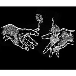 Arazzo Da Parete Con Mani Floreali Bianche E Nere, Psichedelico Trippy Hippie Boho Novità Arazzo Da Appendere Alla Parete, Stampa Su Tessuto, Decorazione Artistica Per Camera Da Letto, Soggiorno, Dorm -Armonia Decor 97875331 4