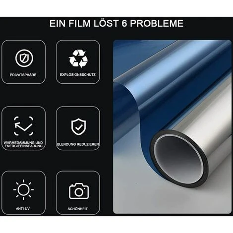 Pellicola Per Vetri A Specchio Pellicola Per Protezione Solare Unidirezionale Pellicola Per Vetri Per La Privacy Anti-UV E Anti-calore 40 × 200 Cm 4 Pellicola Per Vetri A Specchio Pellicola Per Protezione Solare Unidirezionale Pellicola Per Vetri Per La Privacy Anti-UV E Anti-calore 40 × 200 Cm - immagine 2