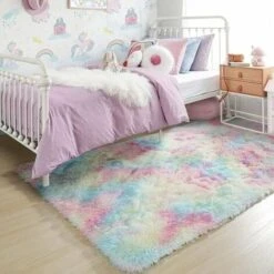 Tappeto Decorativo Per Cameretta Unicorno 120 X 160 Cm, Tappeto Pastello Per Bambini, Tappeto Pelo Lungo Per Camera Dei Bambini, Morbido Tappetino Da Gioco Per Bambini, Tappeto Sfocato Per Soggiorno, -Armonia Decor 97886712 3