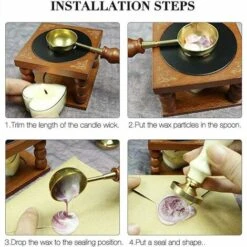 Manicotto Scaldasigilli Di Cera, Kit Di Timbri Con Sigillo Di Cera Con Cucchiaio Per Sciogliere E Candela, Scaldacera Sigillante Per Busta Cera Da Sposa Timbro Di Sigillo Di Cera Perla -Armonia Decor 98116740 4