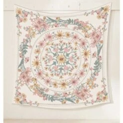 Arazzo Floreale Medaglione Mandala, Arazzo Da Parete Bohemien Botanico Floreale Schizzo -Armonia Decor 98119329 2