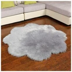 Pelle Di Pecora Sintetica, Accogliente Al Tatto Come Tappeto In Vera Pelliccia Sintetica Di Lana, Soffice E Morbido Cuscino Decorativo Per Sedia A Pelo Lungo, Tappetino Per Divano (grigio, 90 X 90 Cm)