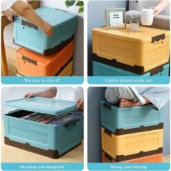 Scatola Portaoggetti Per Vestiti E Armadi, Custodia In Plastica Per Vestiti, Contenitore In Plastica Per Impilabile, Soggiorno, Camera Da Letto (blu 44,5 32 21,5 Cm) -Armonia Decor 98709459 5