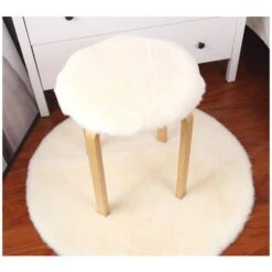 Tappeto In Lana Di Pecora Sintetica,Sentirsi Accogliente Come Un Tappeto In Pelliccia Sintetica Di Vera Lana, Tappeto In Lana Di Lusso Fatto A Mano Cuscino Per Divano (Bianco, 60 X 60 Cm) -Armonia Decor 98709519 4