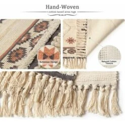 Tappeto Per Camera Da Letto In Cotone Naturale Turco 60x90 Cm Giallo Grigio Stampa Lavabile In Lavatrice Tappeto Con Trapuntato Pompon Tappeto Per Soggiorno Cucina Corridoio Porta -Armonia Decor 98710356 3