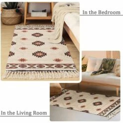 Tappeto Per Camera Da Letto In Cotone Naturale Turco 60x90 Cm Giallo Grigio Stampa Lavabile In Lavatrice Tappeto Con Trapuntato Pompon Tappeto Per Soggiorno Cucina Corridoio Porta -Armonia Decor 98710356 5