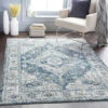 SURYA Tappeto Salotto A Pelo Corto Soggiorno Vintage Orientale Blu E Grigio 160x220 Cm
