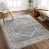SURYA Tappeto Lavabile In Lavatrice Soggiorno Vintage Orientale Blu E Grigio 200x275 Cm