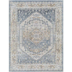 SURYA Tappeto Lavabile In Lavatrice Soggiorno Vintage Orientale Blu E Grigio 200x275 Cm -Armonia Decor 98881068 2