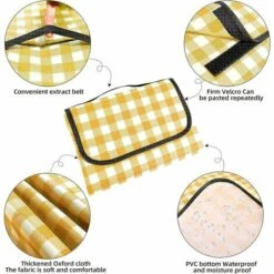 Coperta Da Picnic Tappetino Da Spiaggia Impermeabile 200 × 200 Cm, Plaid Lavabile Con Manico, Giallo 11 Coperta Da Picnic Tappetino Da Spiaggia Impermeabile 200 × 200 Cm, Plaid Lavabile Con Manico, Giallo -Armonia Decor 99548101 5