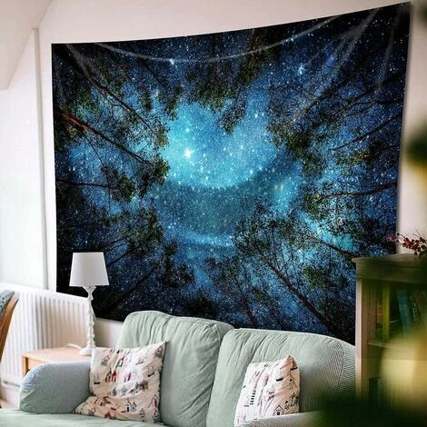 Arazzo Da Parete Con Foresta Stellata, Arazzo Psichedelico, Coperta Da Spiaggia, Per Camera Da Letto, Soggiorno, Dormitorio, Decorazione Da Parete 200x150 Cm 6 Arazzo Da Parete Con Foresta Stellata, Arazzo Psichedelico, Coperta Da Spiaggia, Per Camera Da Letto, Soggiorno, Dormitorio, Decorazione Da Parete 200x150 Cm - immagine 4