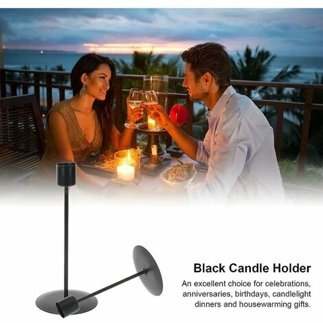 Portacandele, Portacandele A Testa Singola Deco Vintage Per Bar Per Caffè Per Matrimoni (nero) 5 Portacandele, Portacandele A Testa Singola Deco Vintage Per Bar Per Caffè Per Matrimoni (nero) - immagine 3